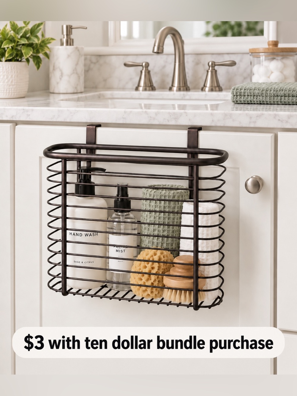 Over-the-Door Bronze Bathroom Storage Basket